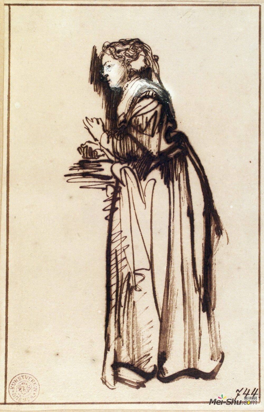 伦勃朗(Rembrandt)高清作品《举手立女》