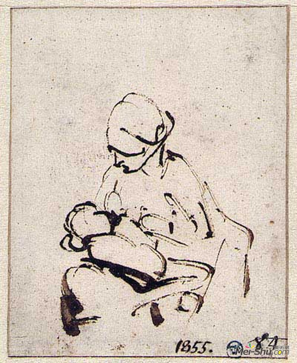 伦勃朗(Rembrandt)高清作品《哺乳孩子的女人》