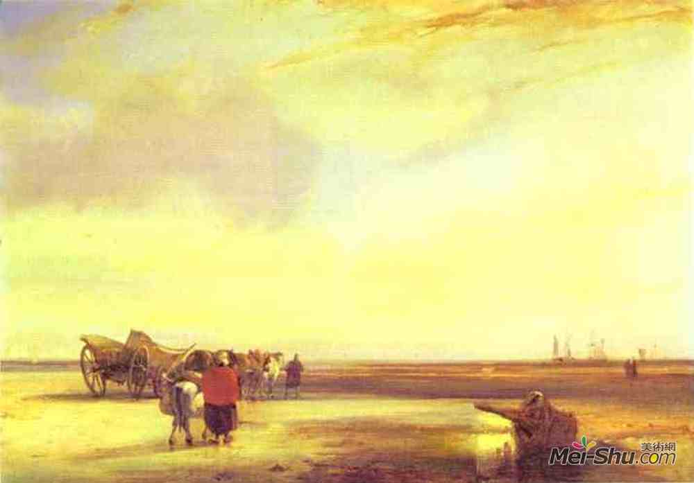 理查德德·帕克斯·伯宁顿(Richard Parkes Bonington)高清作品《布洛涅沙漠》