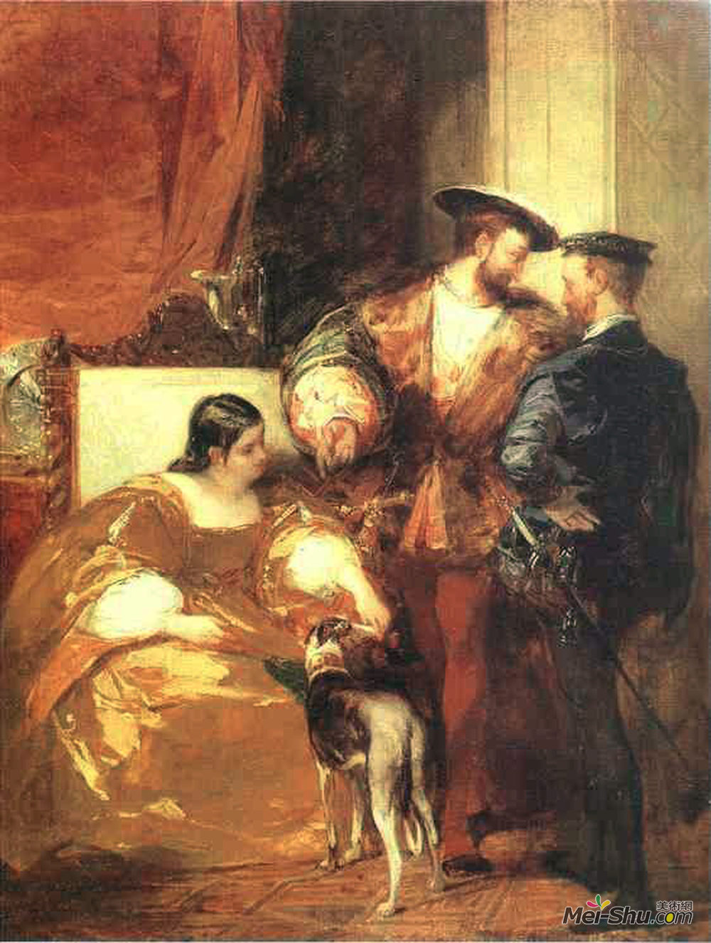 理查德德·帕克斯·伯宁顿(Richard Parkes Bonington)高清作品《弗兰西斯一世与伊坦皮斯公爵夫人》