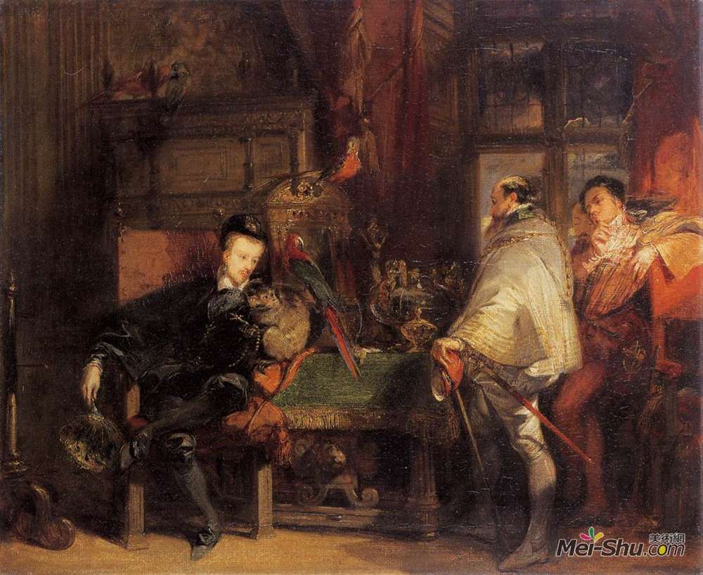 理查德德·帕克斯·伯宁顿(Richard Parkes Bonington)高清作品《亨利三世和奥地利的唐璜》
