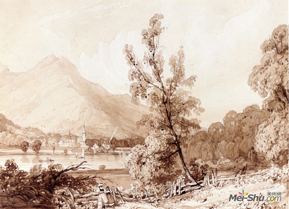 理查德德·帕克斯·伯宁顿(Richard Parkes Bonington)高清作品《布伦茨湖与茵特拉根》