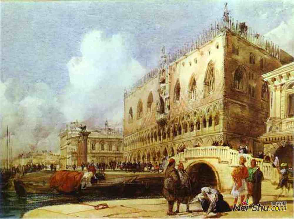 理查德德·帕克斯·伯宁顿(Richard Parkes Bonington)高清作品《威尼斯的多哥宫殿》