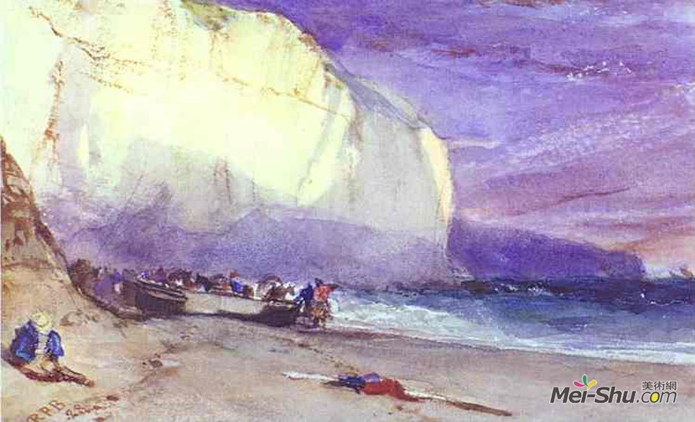 理查德德·帕克斯·伯宁顿(Richard Parkes Bonington)高清作品《悬崖下》