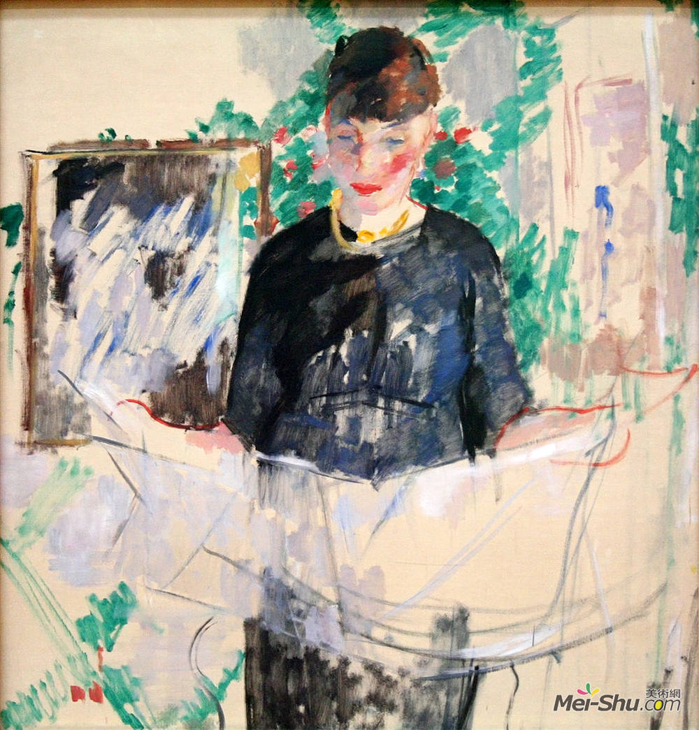 里克沃特斯(Rik Wouters)高清作品《穿黑报纸的女人看报纸》