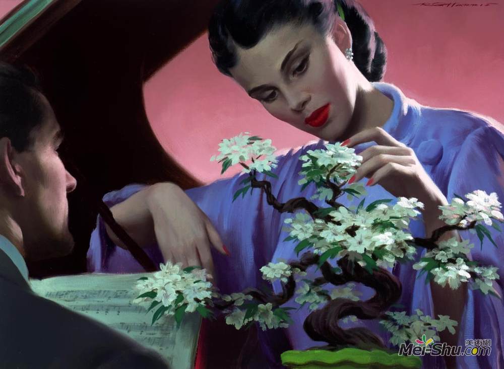 罗伯特·G·哈里斯(Robert G. Harris)高清作品《太晚了改变，星期六晚邮报故事插图》