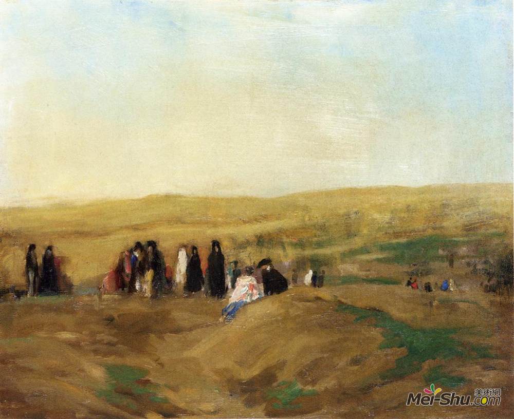 罗伯特·亨利(Robert Henri)高清作品《Procession in Spain (also known as Spanish Landscape with Fi》