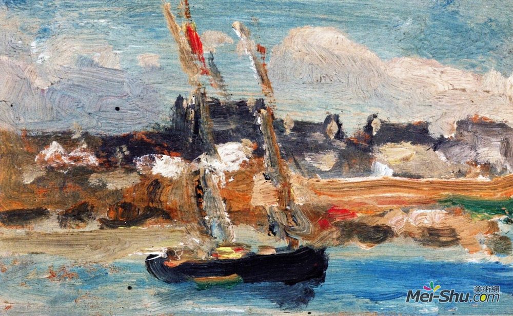 罗伯特·亨利(Robert Henri)高清作品《Two Masted Schooner, Concarneau》