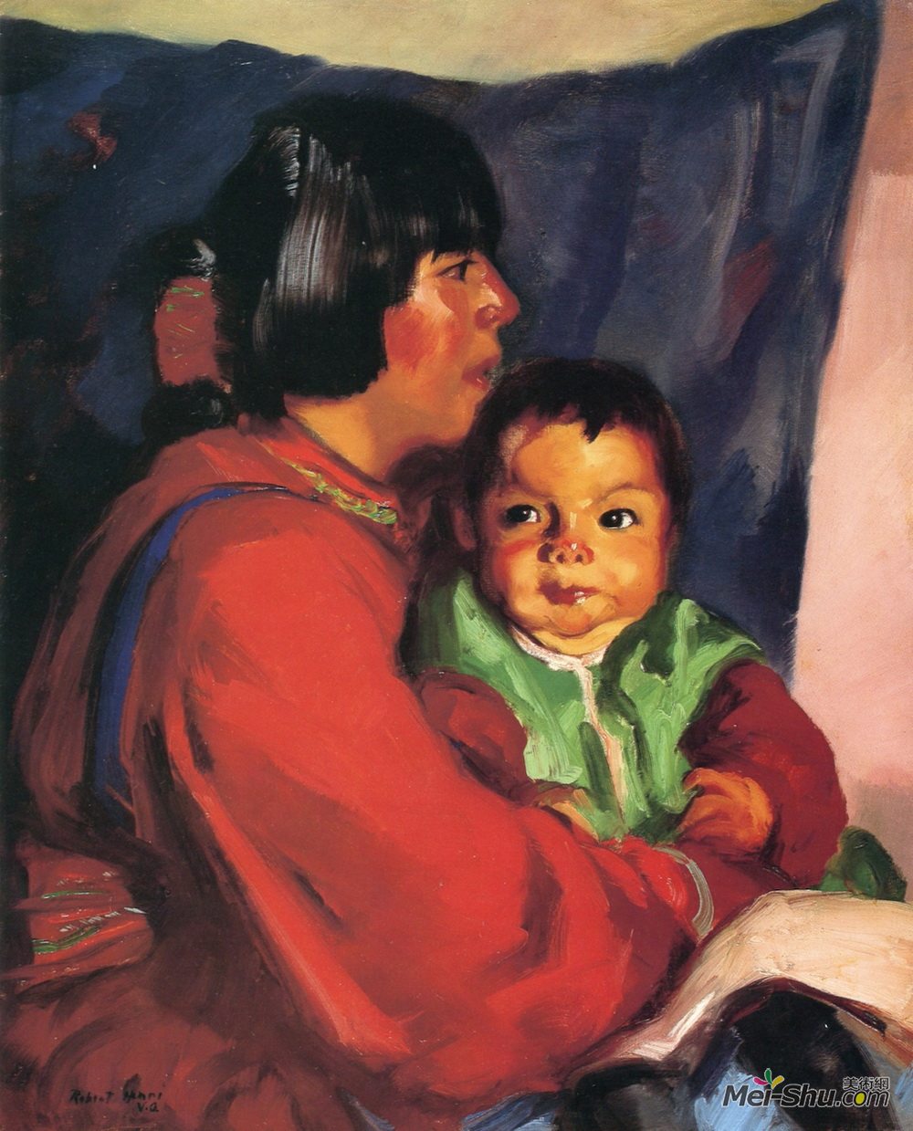 罗伯特·亨利(Robert Henri)高清作品《玛丽亚和宝贝》