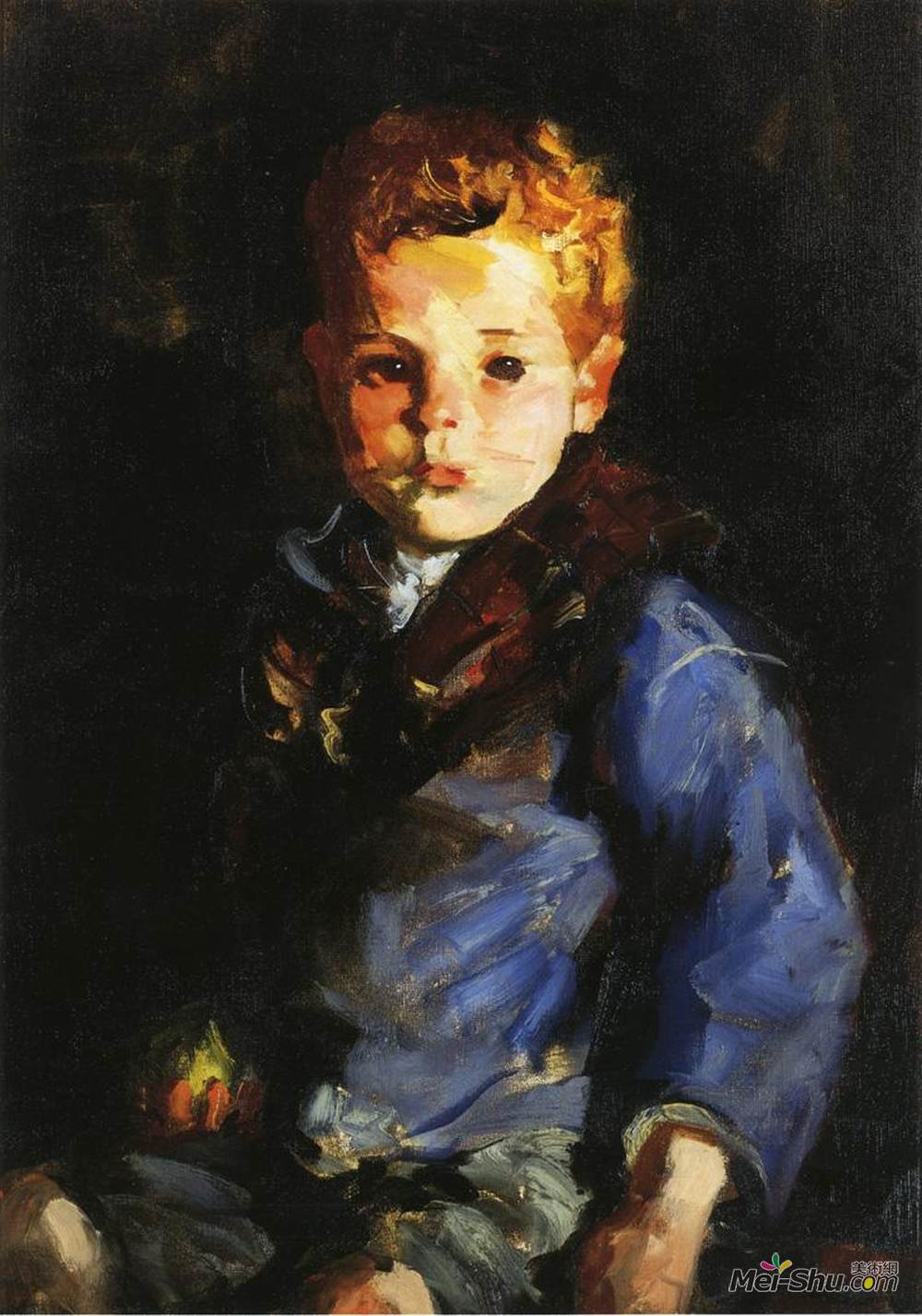 罗伯特·亨利(Robert Henri)高清作品《The Irish Boy in Blue Denim - Anthony Lavelle》