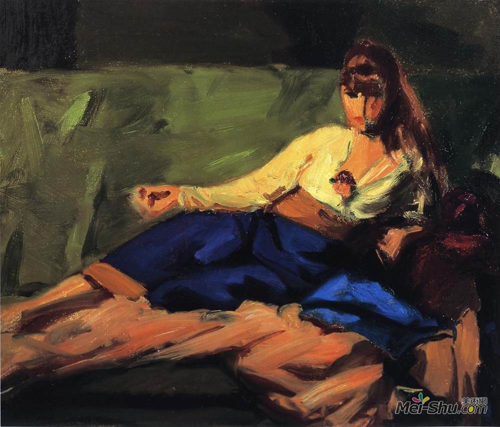 罗伯特·亨利(Robert Henri)高清作品《休息室（沙发上的人物）》