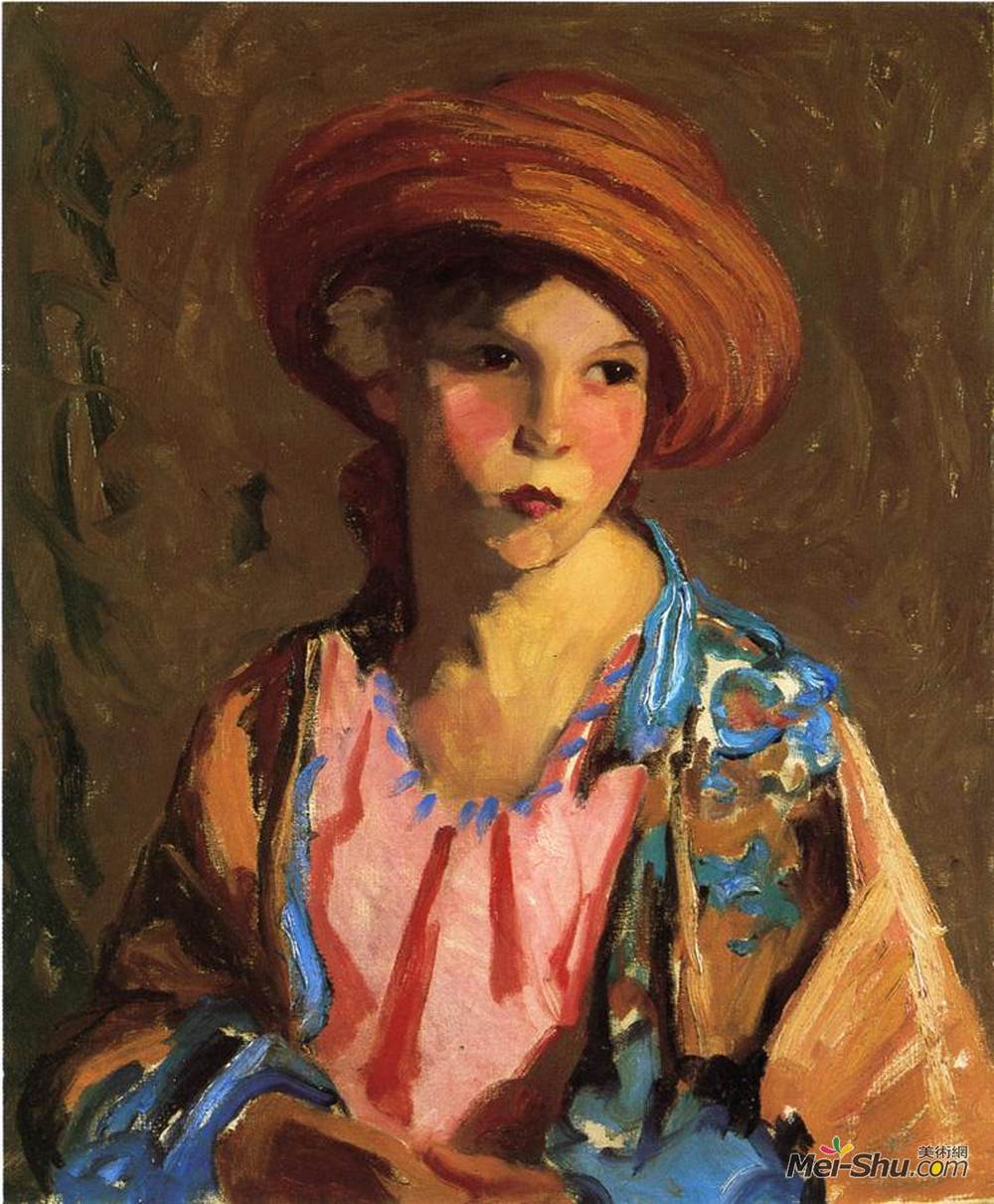 罗伯特·亨利(Robert Henri)高清作品《Mildred-O Hat》