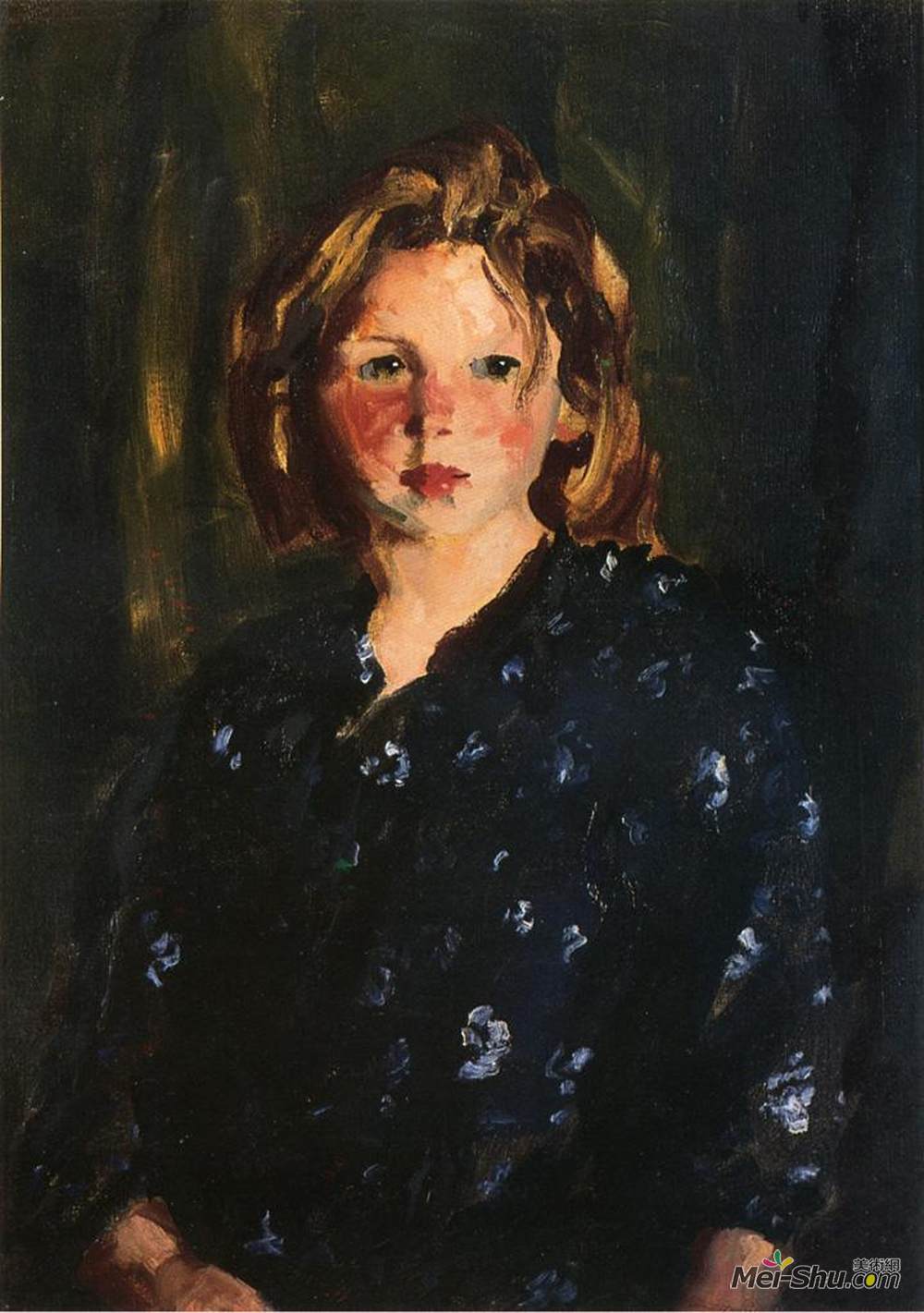 罗伯特·亨利(Robert Henri)高清作品《一个年轻女孩的肖像》
