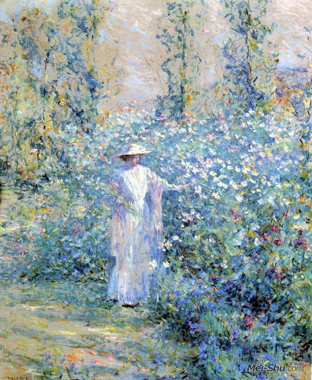 罗伯特·刘易斯·里德(Robert Lewis Reid)高清作品《在花圃里》