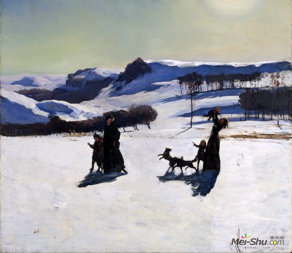 罗克韦尔·肯特(Rockwell Kent)高清作品《雪场（伯克希尔的冬天）》