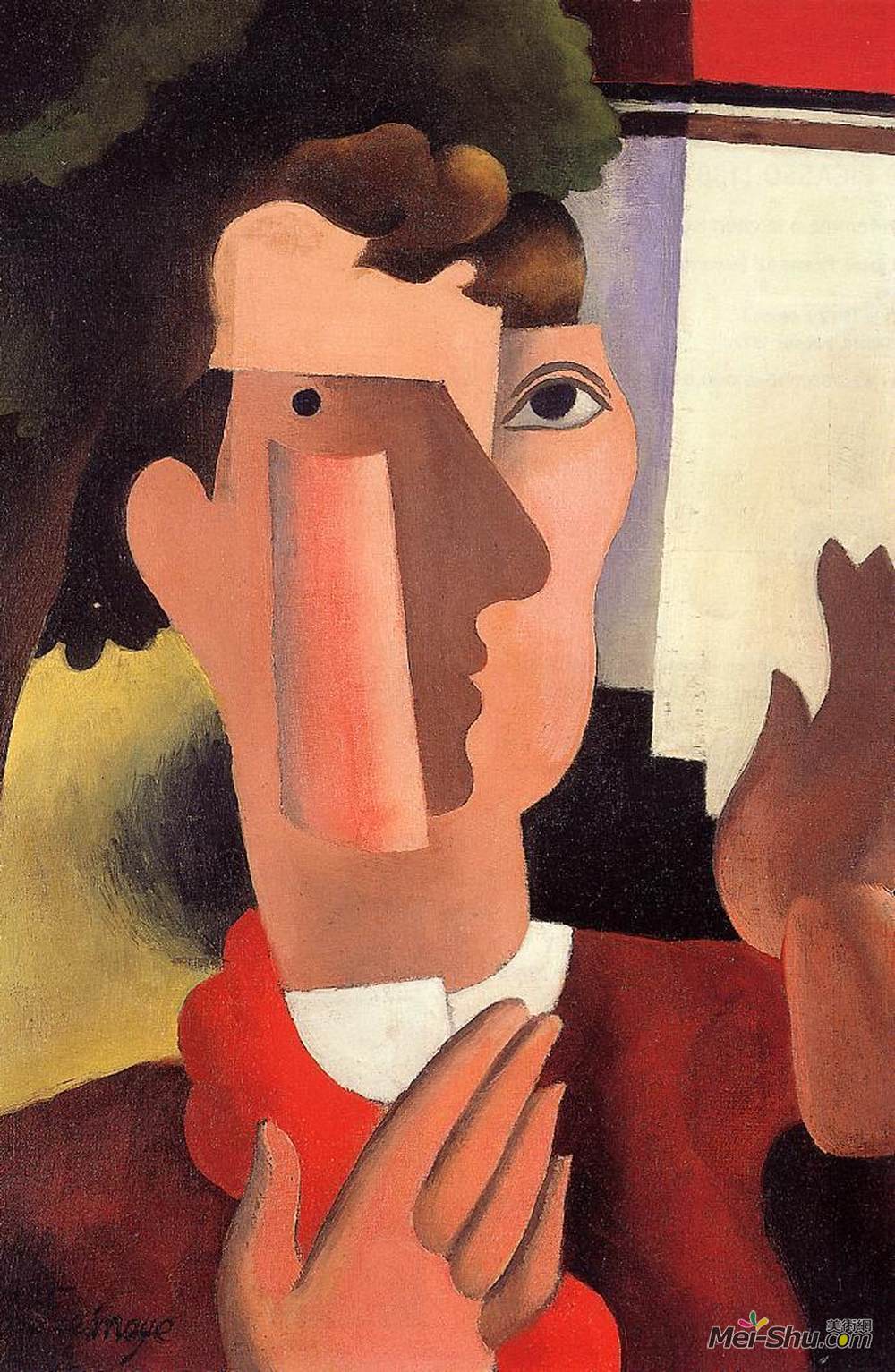 罗杰·德·拉·弗雷纳耶(Roger de La Fresnaye)高清作品《戴红头巾的男人》