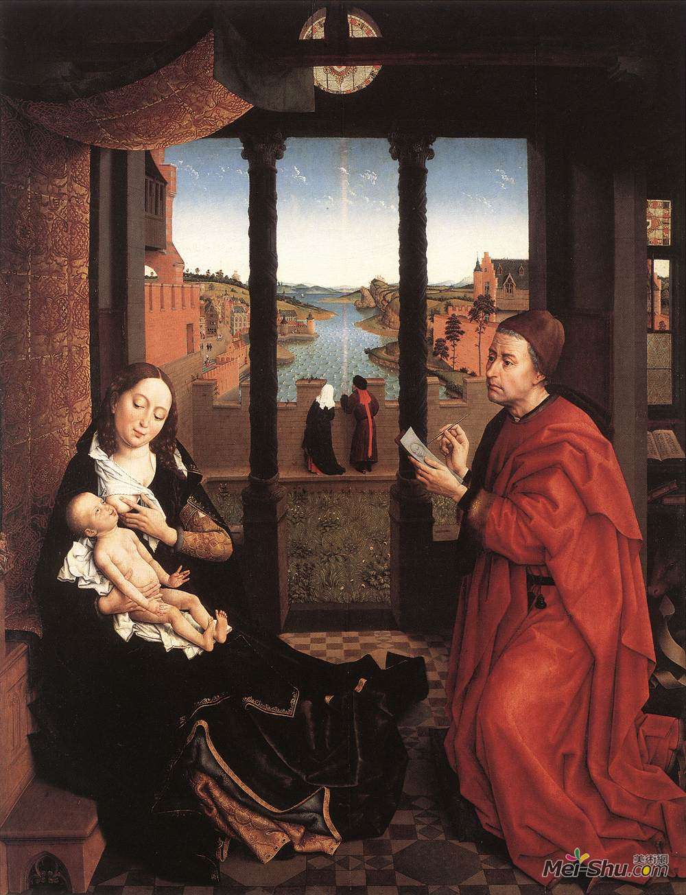 罗吉尔·凡·德尔·维登(Rogier van der Weyden)高清作品《圣卢克绘制圣母玛利亚的肖像》