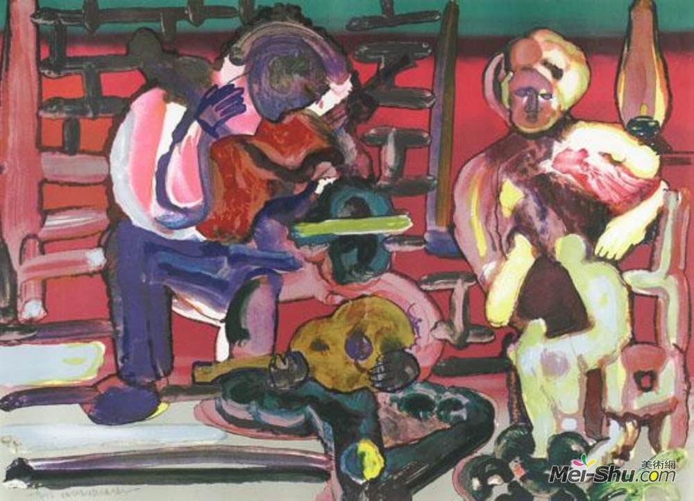 罗马勒·比尔登(Romare Bearden)高清作品《路易斯安那小夜曲》