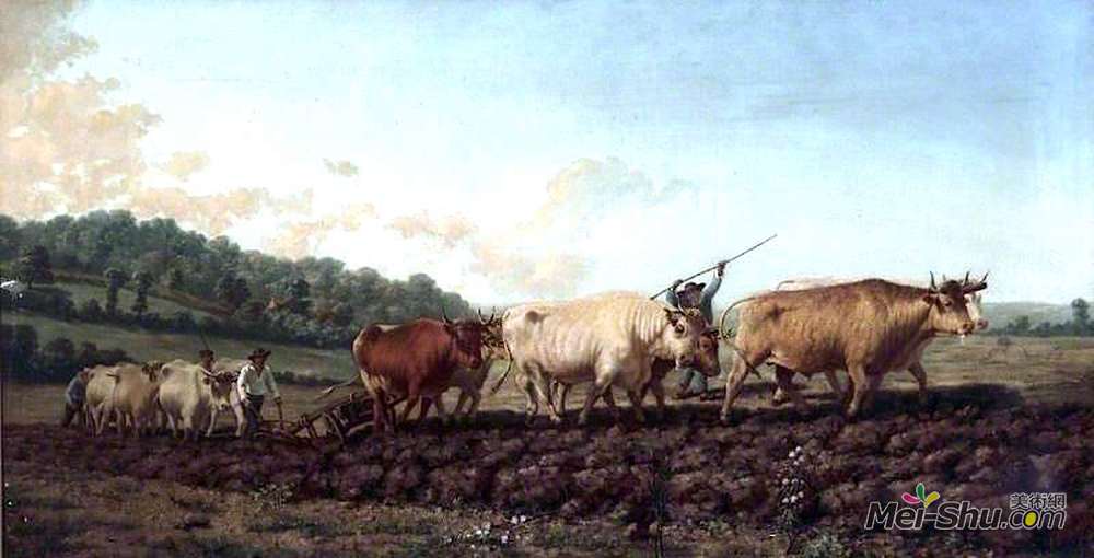 罗莎·博纳尔(Rosa Bonheur)高清作品《Ploughing in the Nivernais, France》