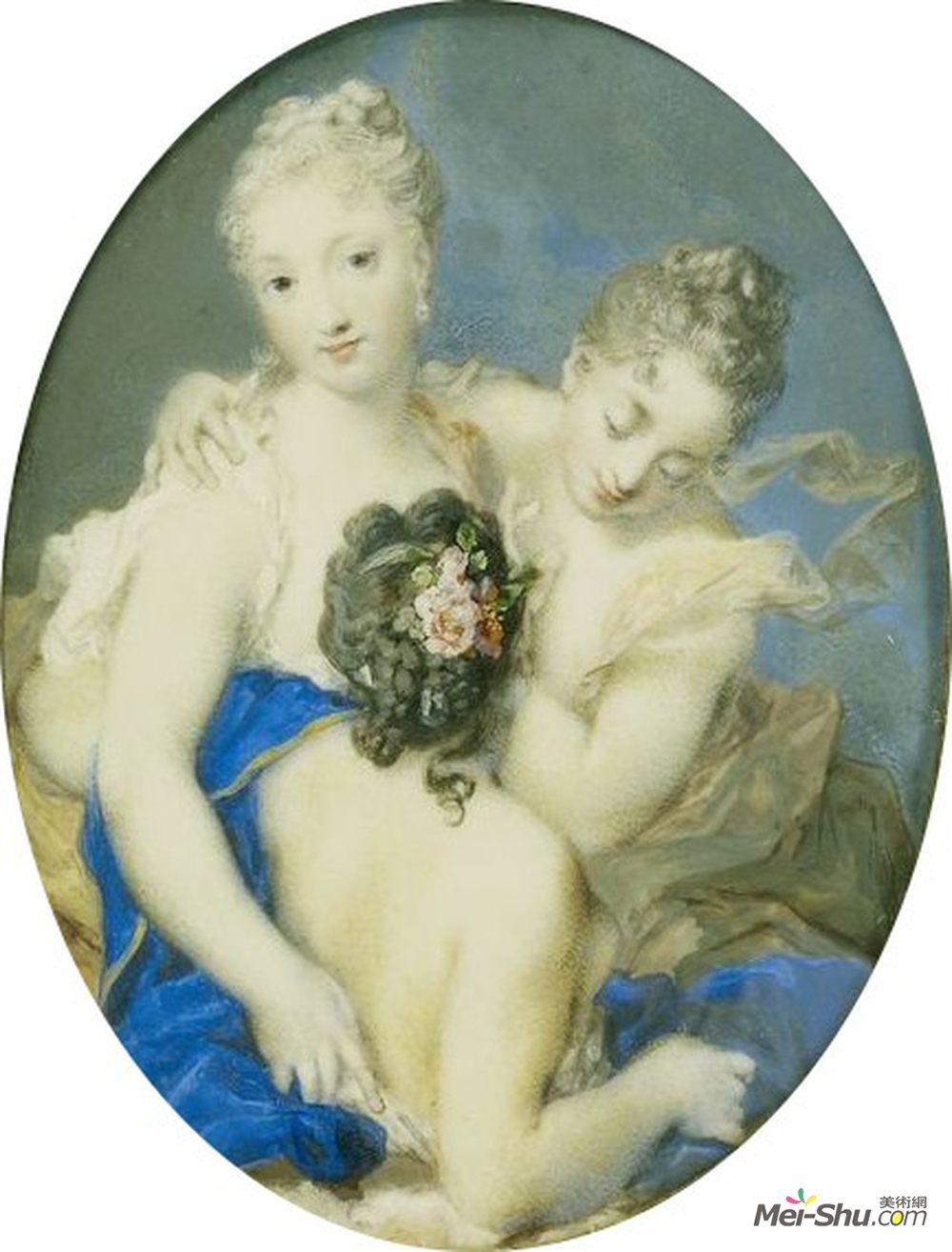 罗萨尔巴·卡列拉(Rosalba Carriera)高清作品《法国肖像amp?oise波旁公爵夫人结婚，of》