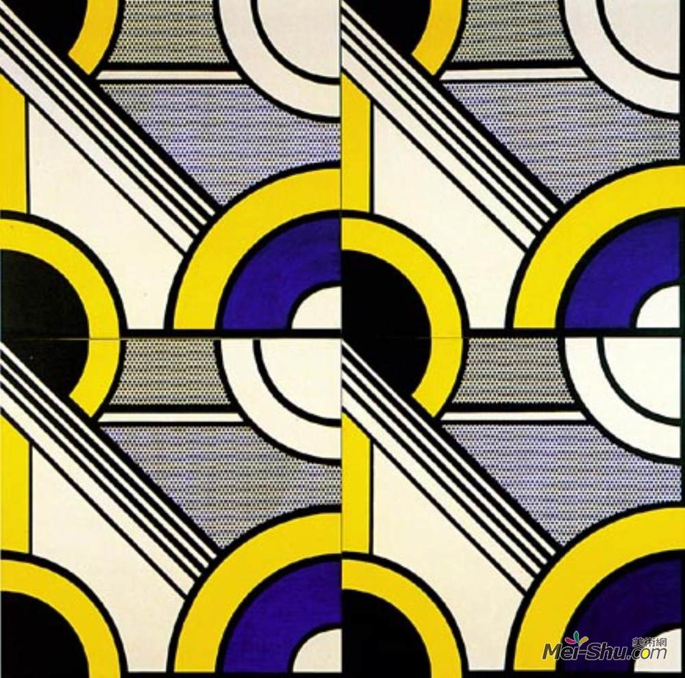 罗伊·李奇登斯坦(Roy Lichtenstein)高清作品《模块化绘画，四块，1》