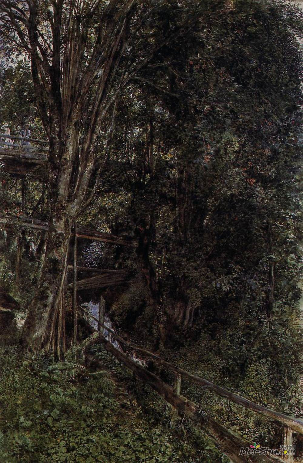 鲁道夫·冯阿尔特(Rudolf von Alt)高清作品《加斯坦河上一座桥上的数字》