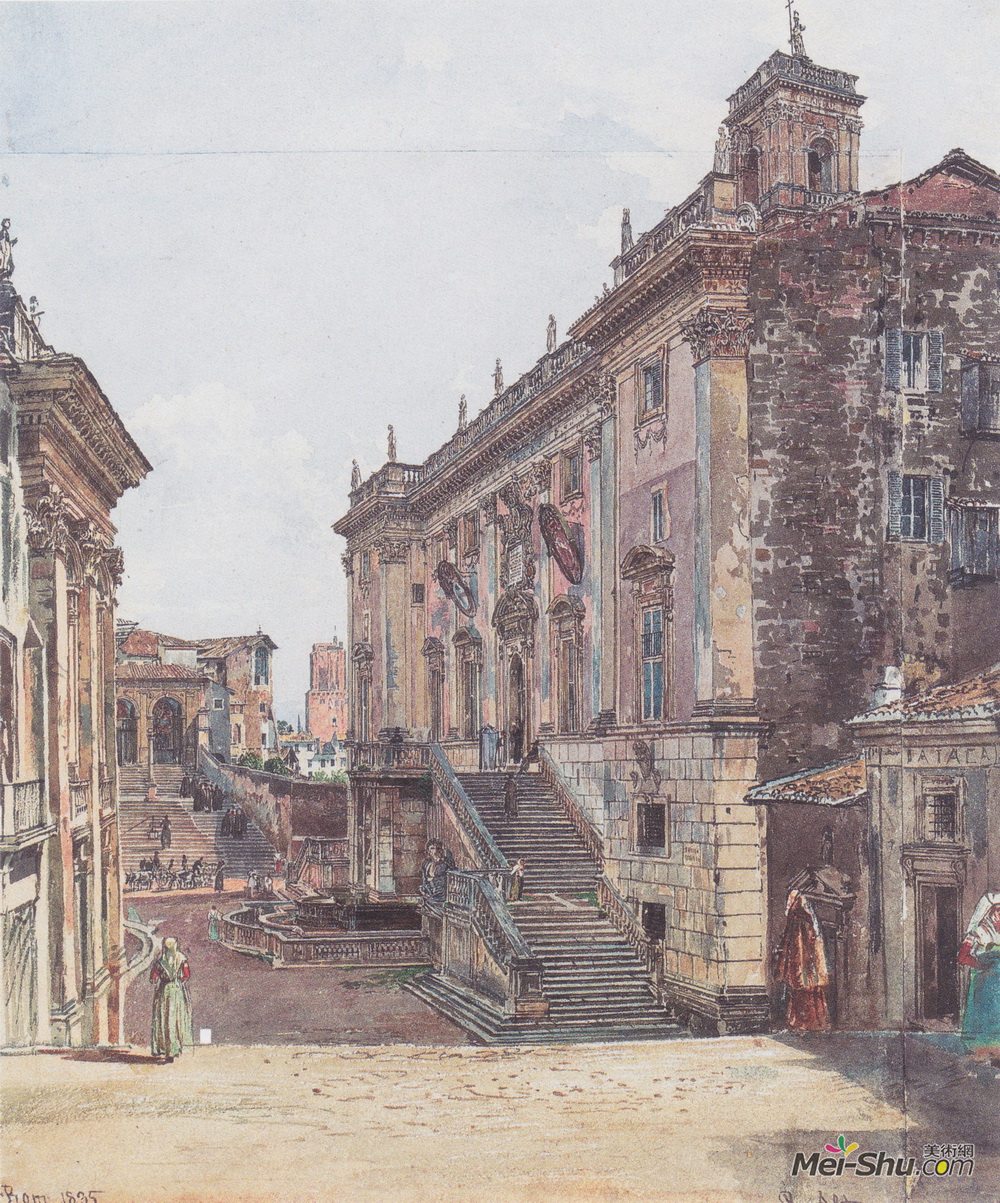鲁道夫·冯阿尔特(Rudolf von Alt)高清作品《罗马国会大厦》