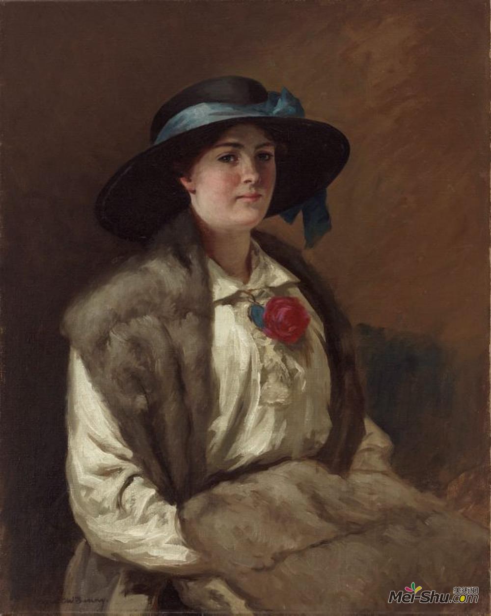 鲁珀特·巴尼(Rupert Bunny)高清作品《希拉里麦金农小姐的肖像》