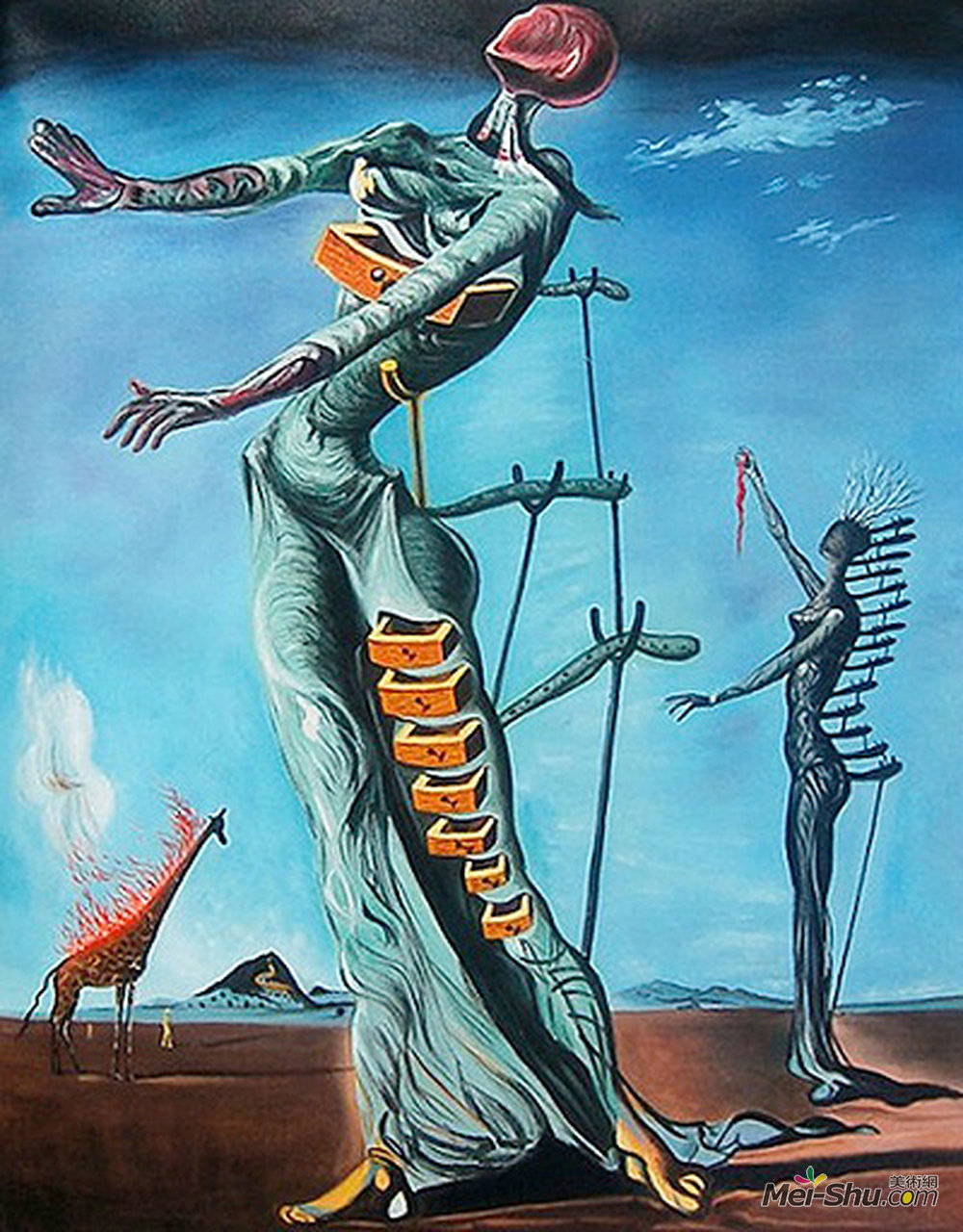 萨尔瓦多·达利(salvador dali)高清作品《燃烧的长颈鹿》