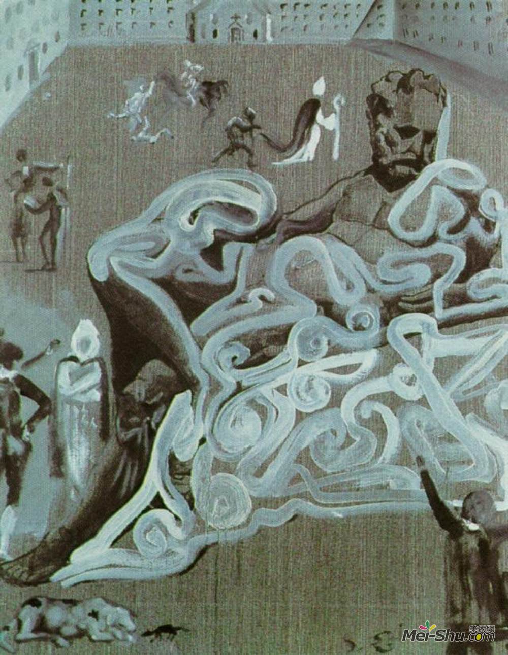 萨尔瓦多·达利(Salvador Dali)高清作品《埃斯科里亚庭院中的景象》