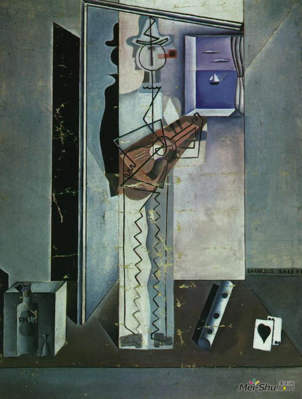 萨尔瓦多·达利(Salvador Dali)高清作品《弹吉他的皮埃罗》