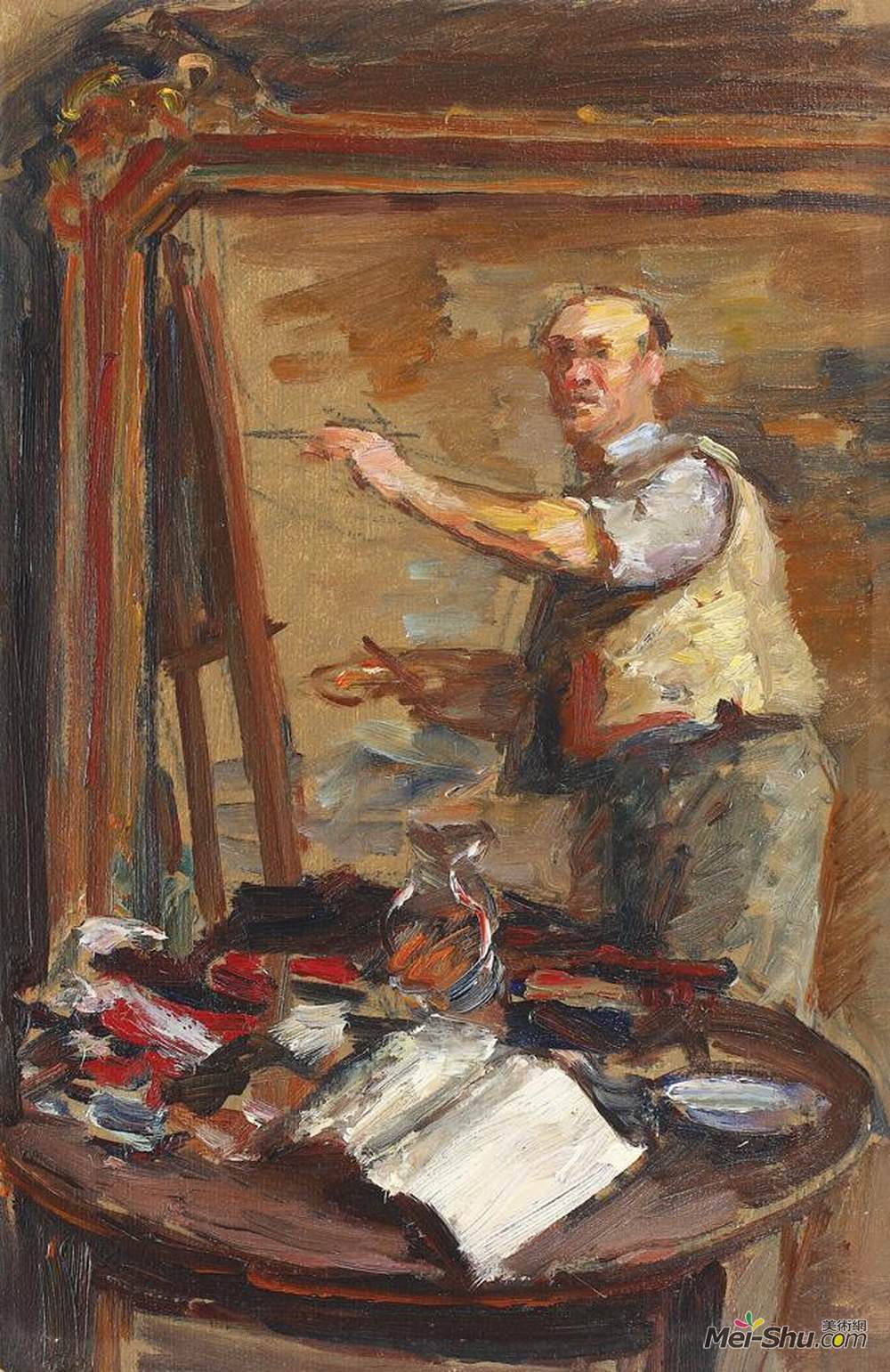 塞缪尔·穆茨纳(Samuel Mutzner)高清作品《画架自画像》