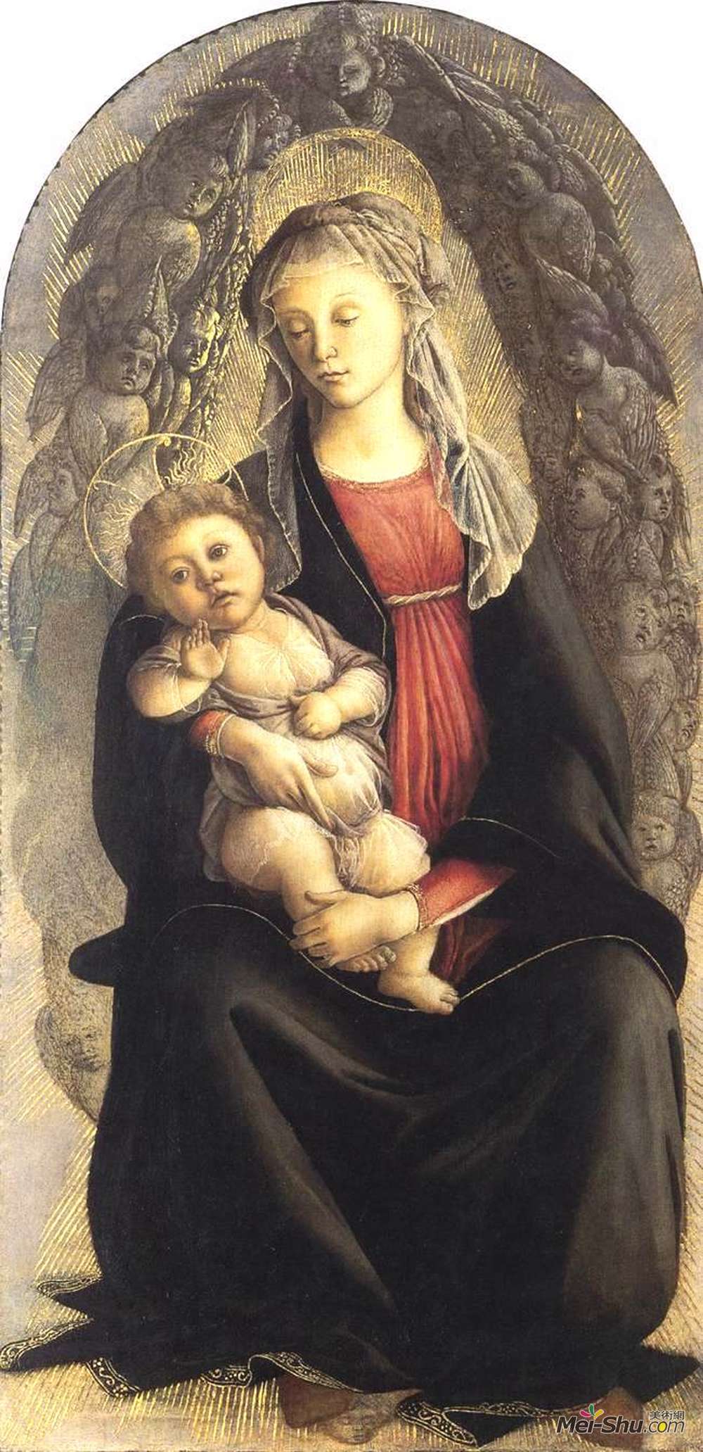山德罗·波提切利(Sandro Botticelli)高清作品《麦当娜在荣耀与六翼天使》