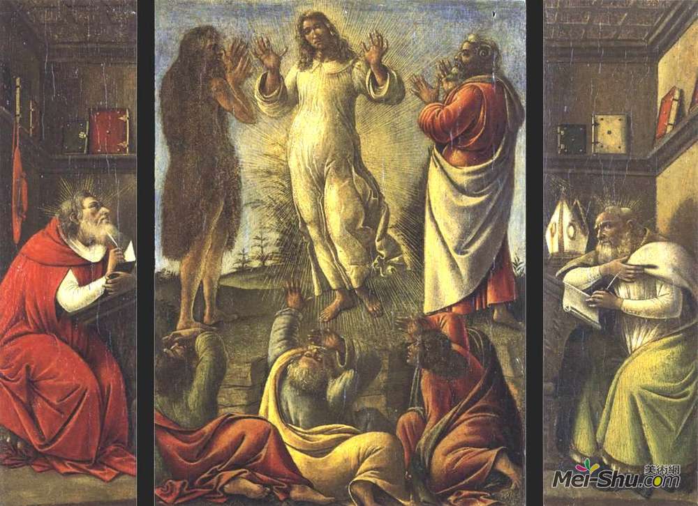 山德罗·波提切利(Sandro Botticelli)高清作品《变身，圣杰罗姆，圣奥古斯丁》