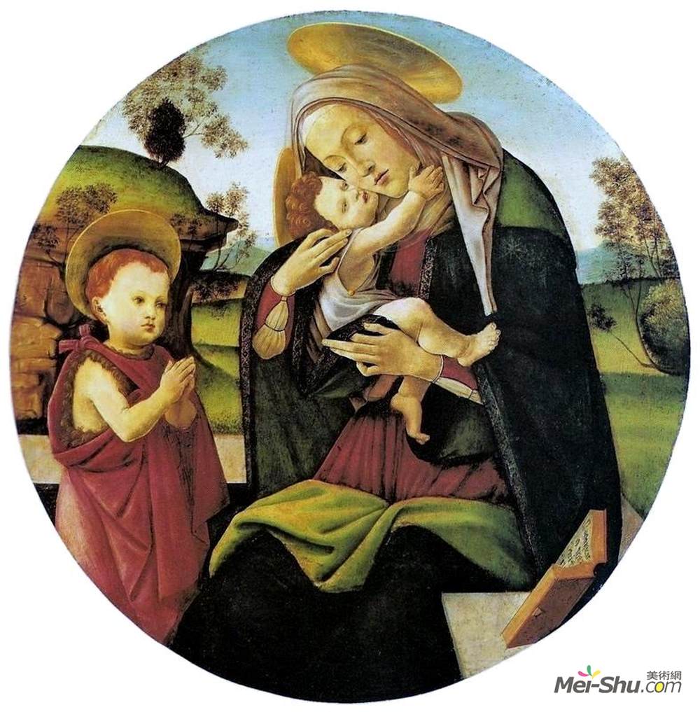 山德罗·波提切利(Sandro Botticelli)高清作品《圣婴与婴儿圣约翰之间的洗礼》