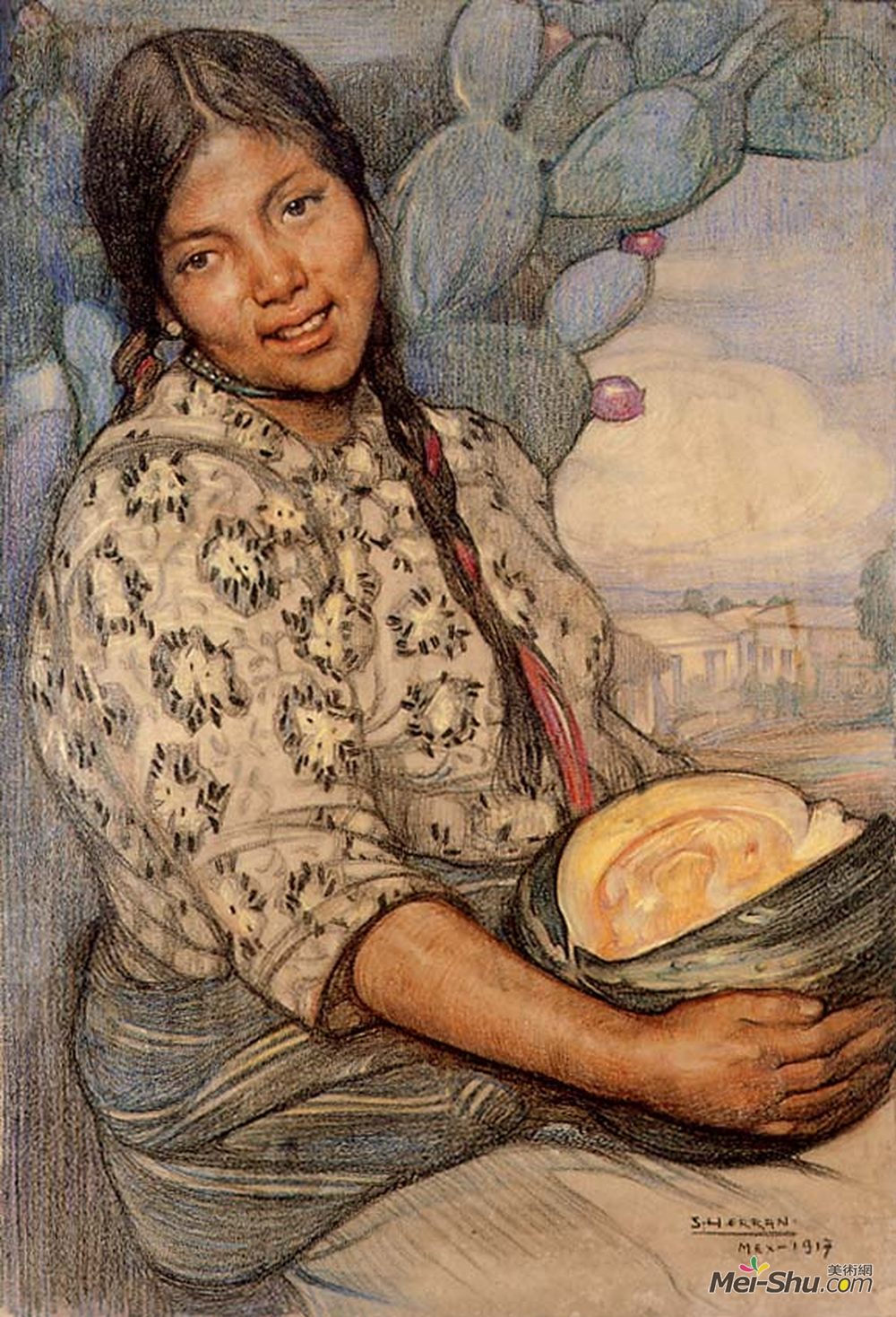 萨托尼诺·赫兰(Saturnino Herran)高清作品《穆杰伦卡拉巴萨》