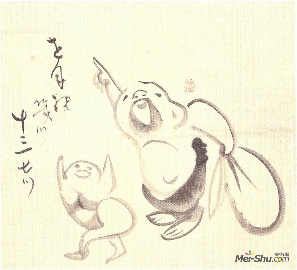 仙崖义梵(Sengai)高清作品《霍特和孩子》