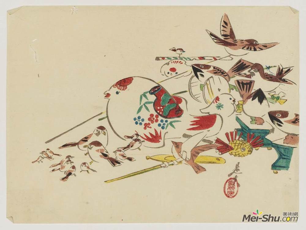 柴田是真(Shibata Zeshin)高清作品《鸟玩具》