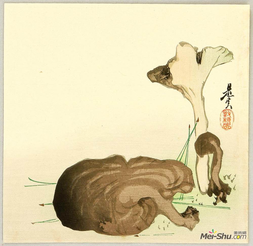 柴田是真(Shibata Zeshin)高清作品《野生蘑菇》