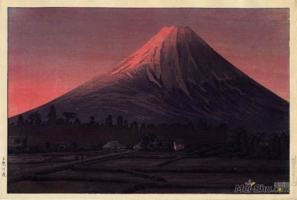 高桥松亭(Shotei Takahashi)高清作品《Fuji near Tamaho (pink variant)》