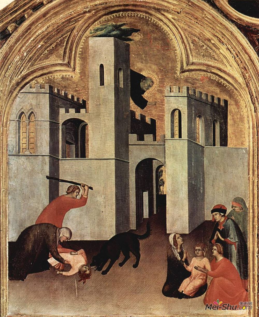 西蒙·马丁尼(Simone Martini)高清作品《奥古斯丁的奇迹拯救和拯救了这个孩子》