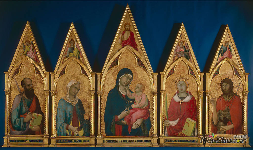 西蒙·马丁尼(Simone Martini)高清作品《圣母圣徒与波士顿圣徒》