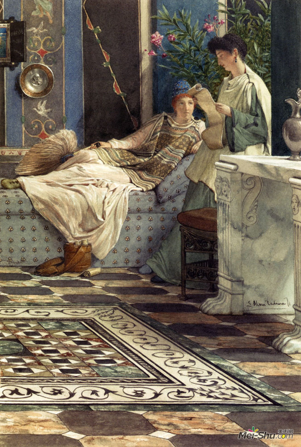 劳伦斯·阿尔玛-塔德玛(Sir Lawrence Alma-Tadema)高清作品《从缺席的人》