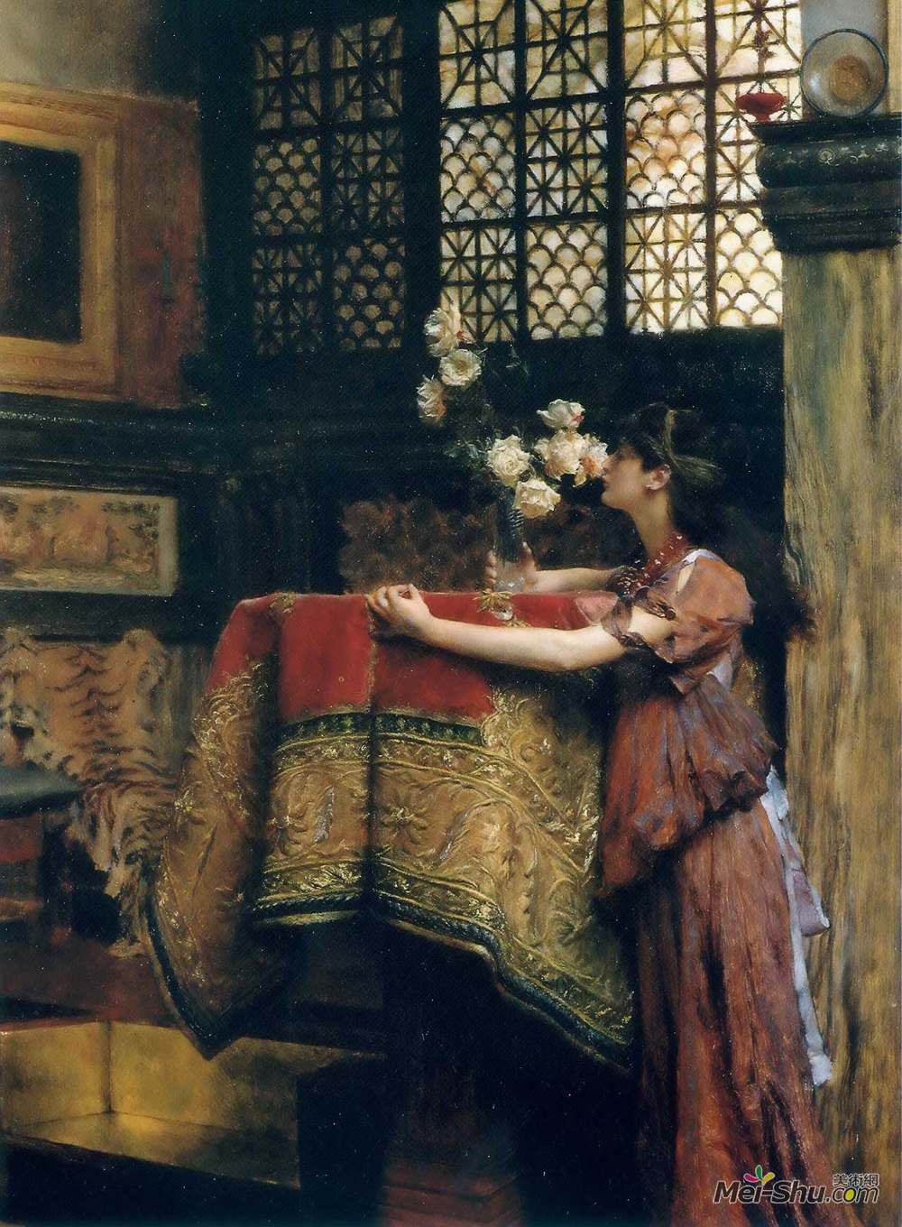 劳伦斯·阿尔玛-塔德玛(Sir Lawrence Alma-Tadema)高清作品《在我的工作室里》