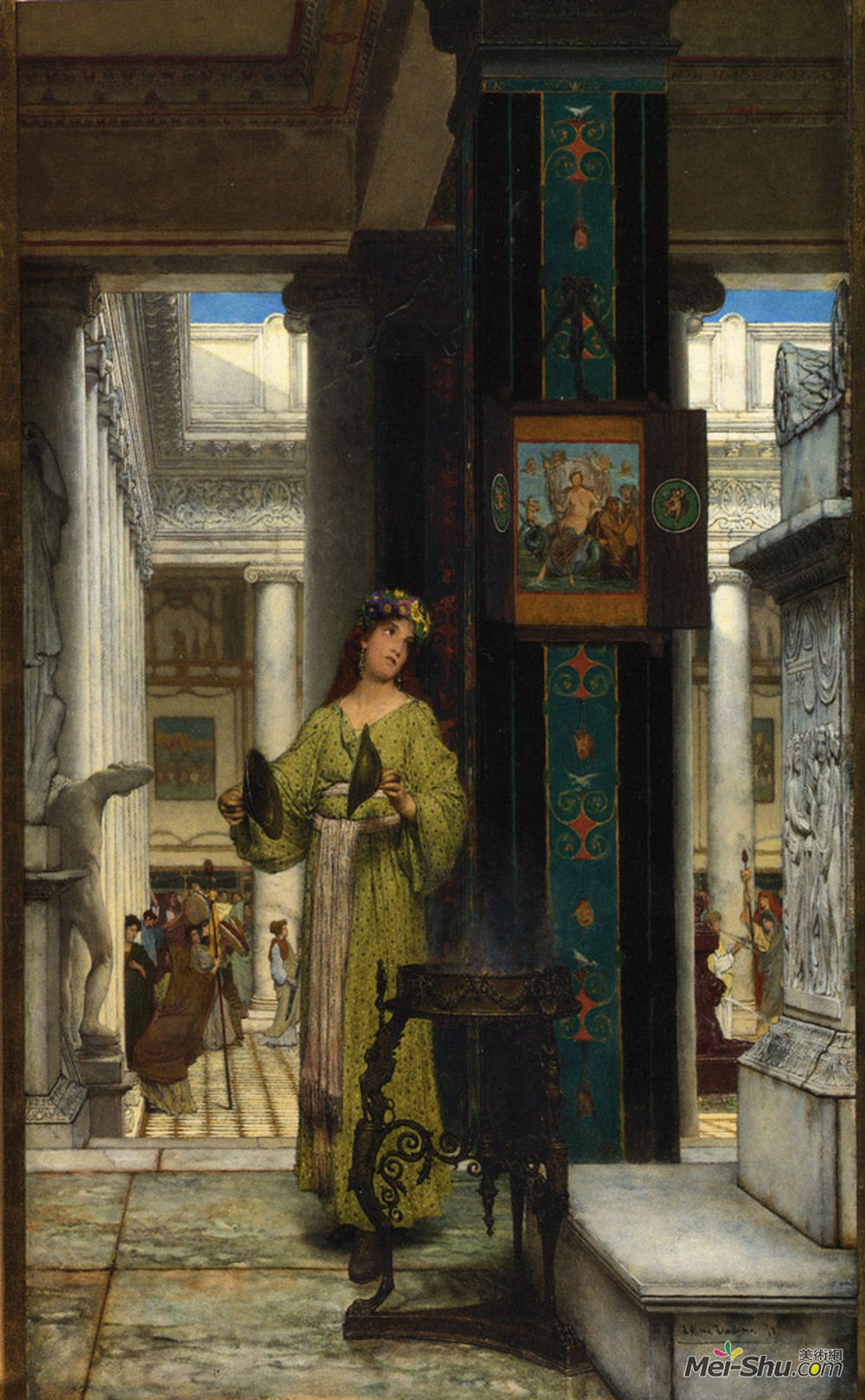 劳伦斯·阿尔玛-塔德玛(Sir Lawrence Alma-Tadema)高清作品《在庙里》