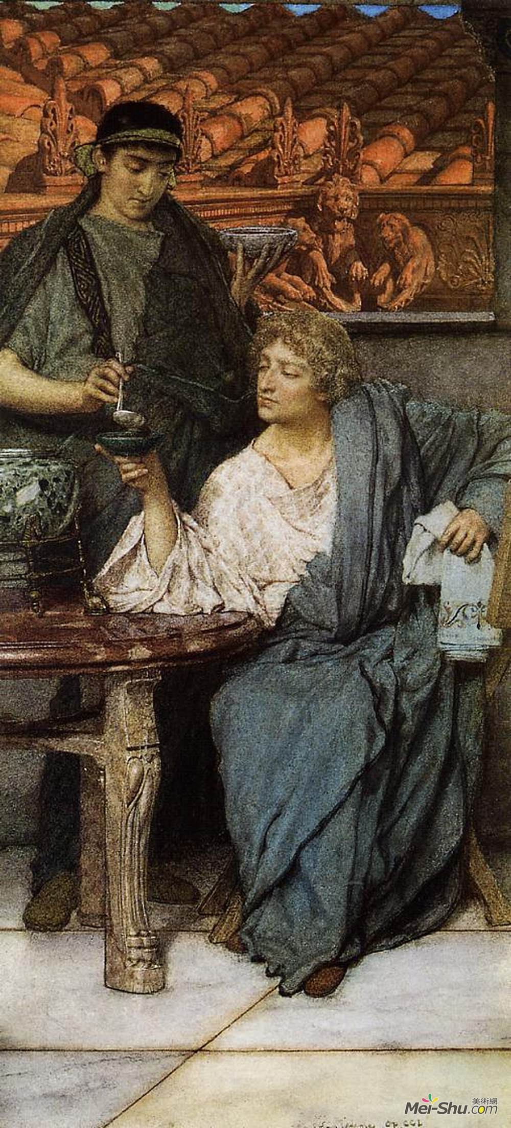 劳伦斯·阿尔玛-塔德玛(Sir Lawrence Alma-Tadema)高清作品《罗马葡萄酒品尝师》