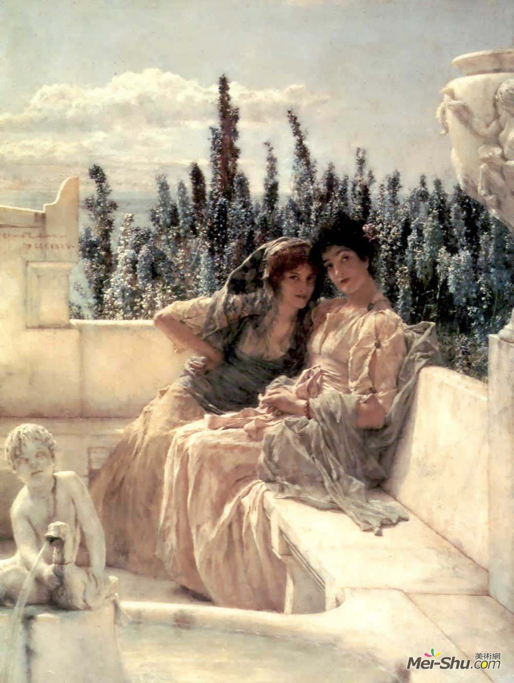 劳伦斯·阿尔玛-塔德玛(Sir Lawrence Alma-Tadema)高清作品《午后耳语》