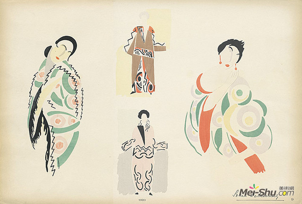 索妮娅·德劳内(Sonia Delaunay)高清作品《时装插图》