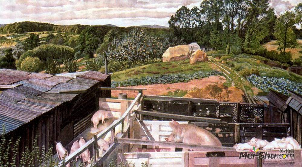 斯坦利·斯宾塞(Stanley Spencer)高清作品《Rickett's Farm, Cookham Dene》