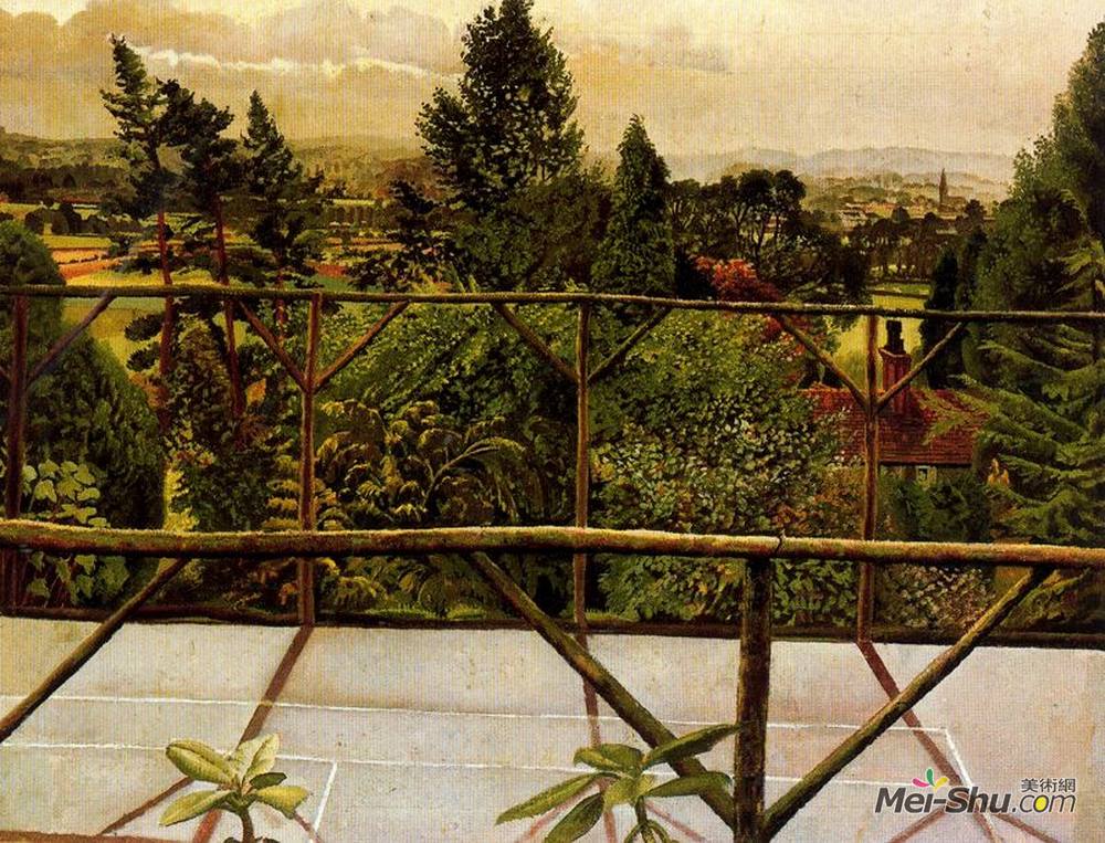 斯坦利·斯宾塞(Stanley Spencer)高清作品《View From the Tennis Court - Cookham》